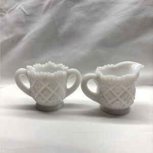 Vintage Westmoreland Miniature Milk Glass Cream and Sugar Dish